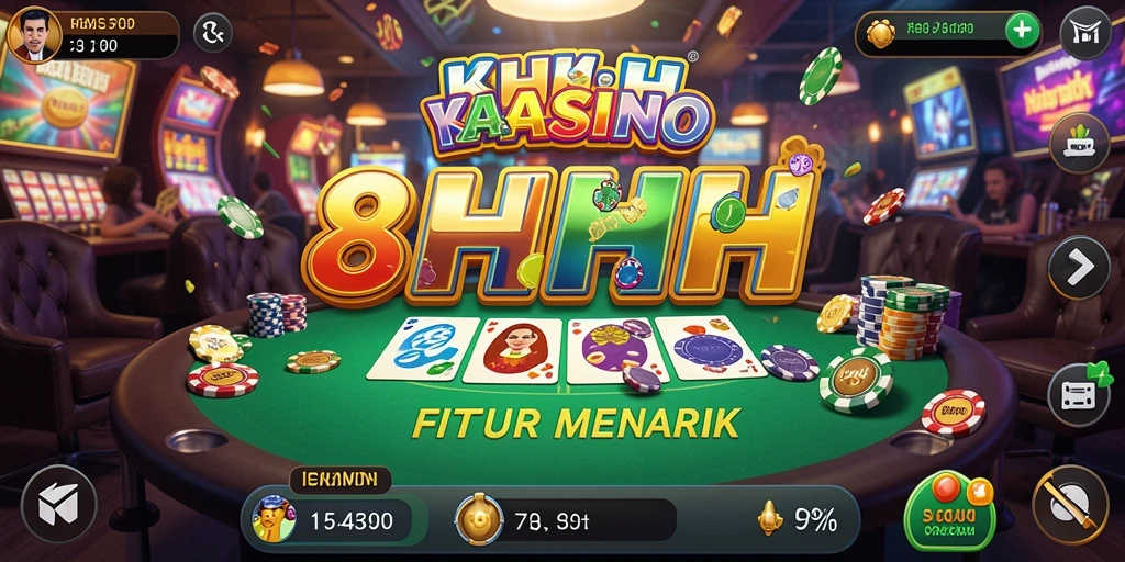 Screenshot utama 8HHH menampilkan gamers menikmati permainan Kasino.