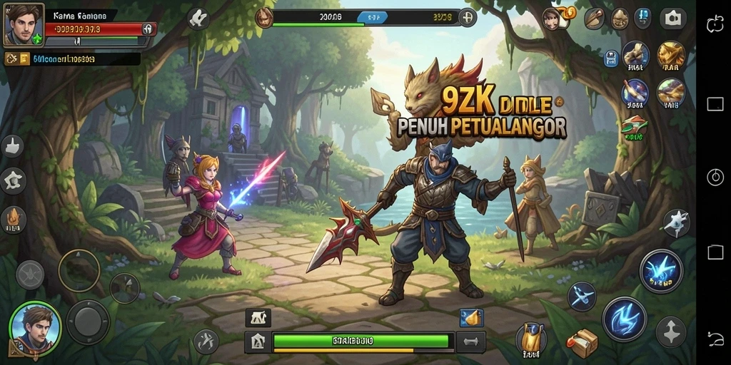 Screenshot gameplay 9ZK menampilkan aksi karakter mengumpulkan sumber daya.