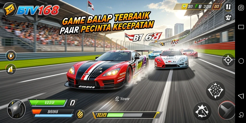 Screenshot dari gameplay seru BTV168 yang menampilkan aksi balapan cepat.