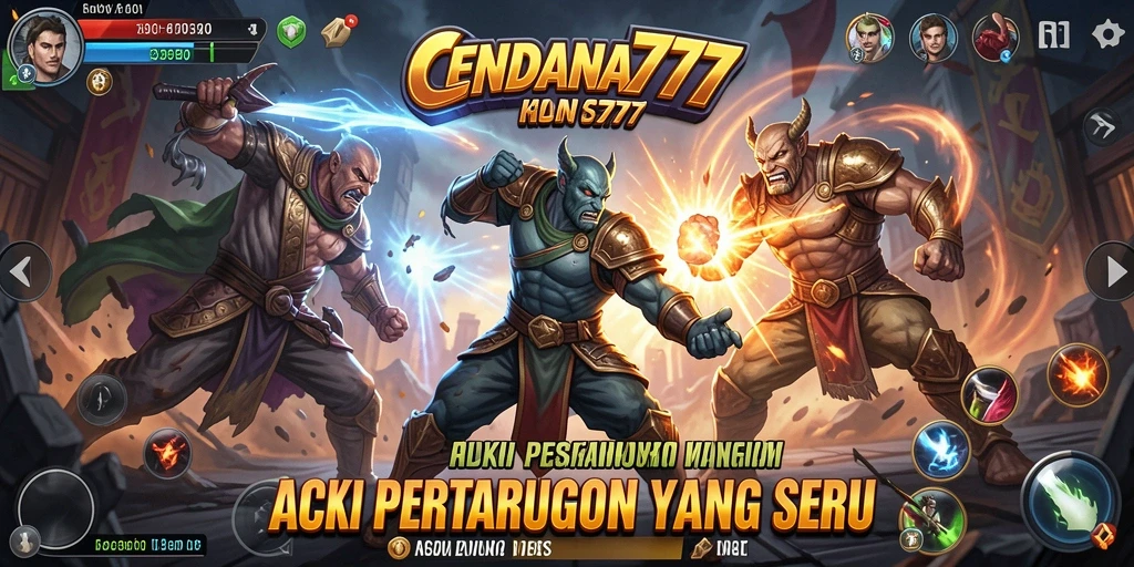 Tampilan seru gameplay CENDANA777 dengan aksi pertarungan yang mendebarkan.