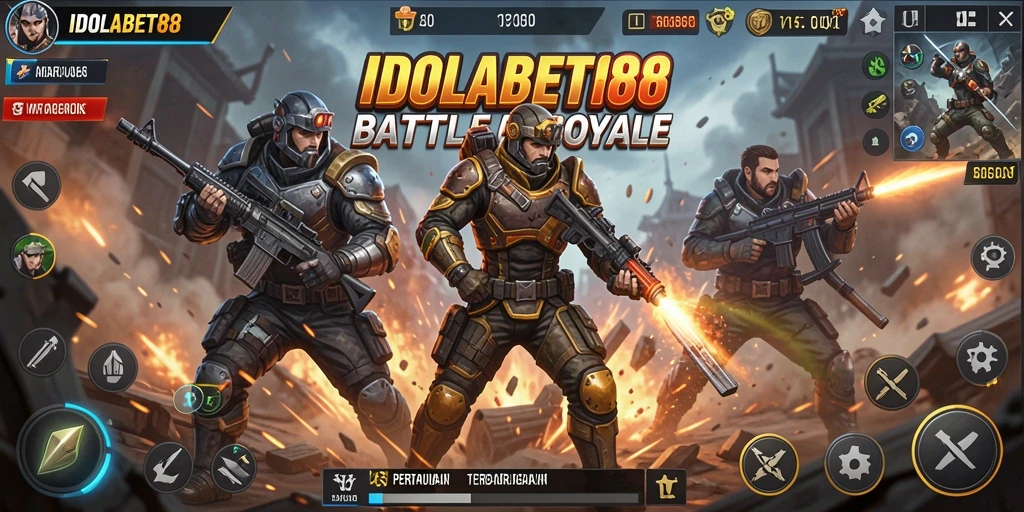 Screenshot gameplay IDOLABET88 dengan aksi Battle Royale yang seru.