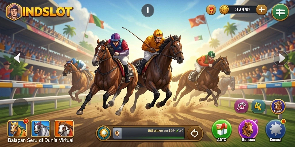 Tangkapan layar INDSLOT menampilkan gameplay balapan yang mendebarkan.