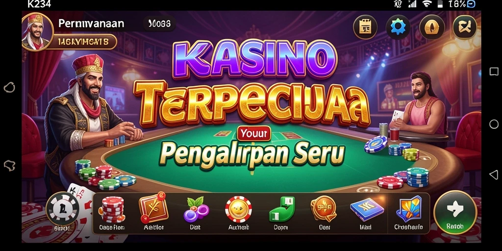 Tampilan gameplay seru dalam aplikasi K234 dengan suasana kasino yang hidup.