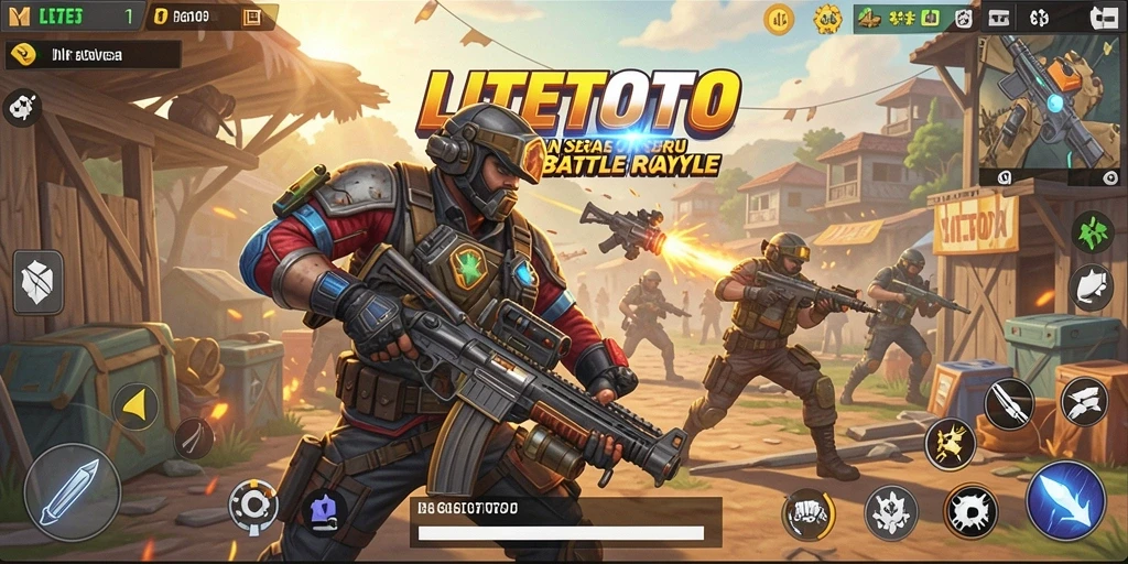 Tampilan gameplay seru di LITETOTO saat bertarung di arena Battle Royale.
