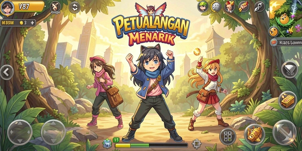 Tampilan gameplay anime yang menakjubkan dan penuh warna.